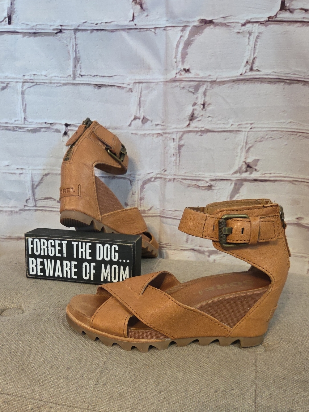 Sorel Women's Cognac Ankle-Strap Wedge Sandals
